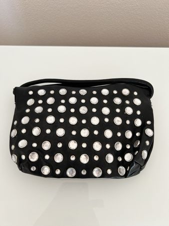 Täschchen Leder-Imitat mit grossen Strasssteinen
