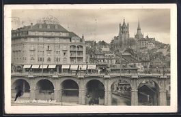AK Lausanne, Le Grand Pont, 1923