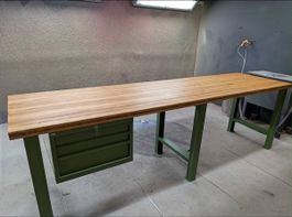 Werkbank / Arbeitstisch 3.5 m mit Schubladenelement