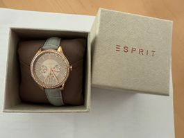 Esprit Damenuhr, wie NEU - hellgraues Lederarmband, OVP
