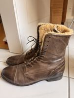 Schnürstiefel Lemargo Leder Lammfell braun Grösse 11