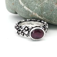 Unikate Silber Ring 925 mit Rubin Grösse 60