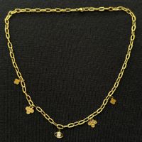 18KGP Charms Halskette Kleeblätter und Nazar Auge