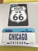 2 x USA Souvenir Blechschilder - Route 66 & Chicago