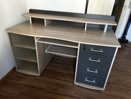 Schreibtisch Holzoptik/Anthrazit 150x70 mit Glastüre