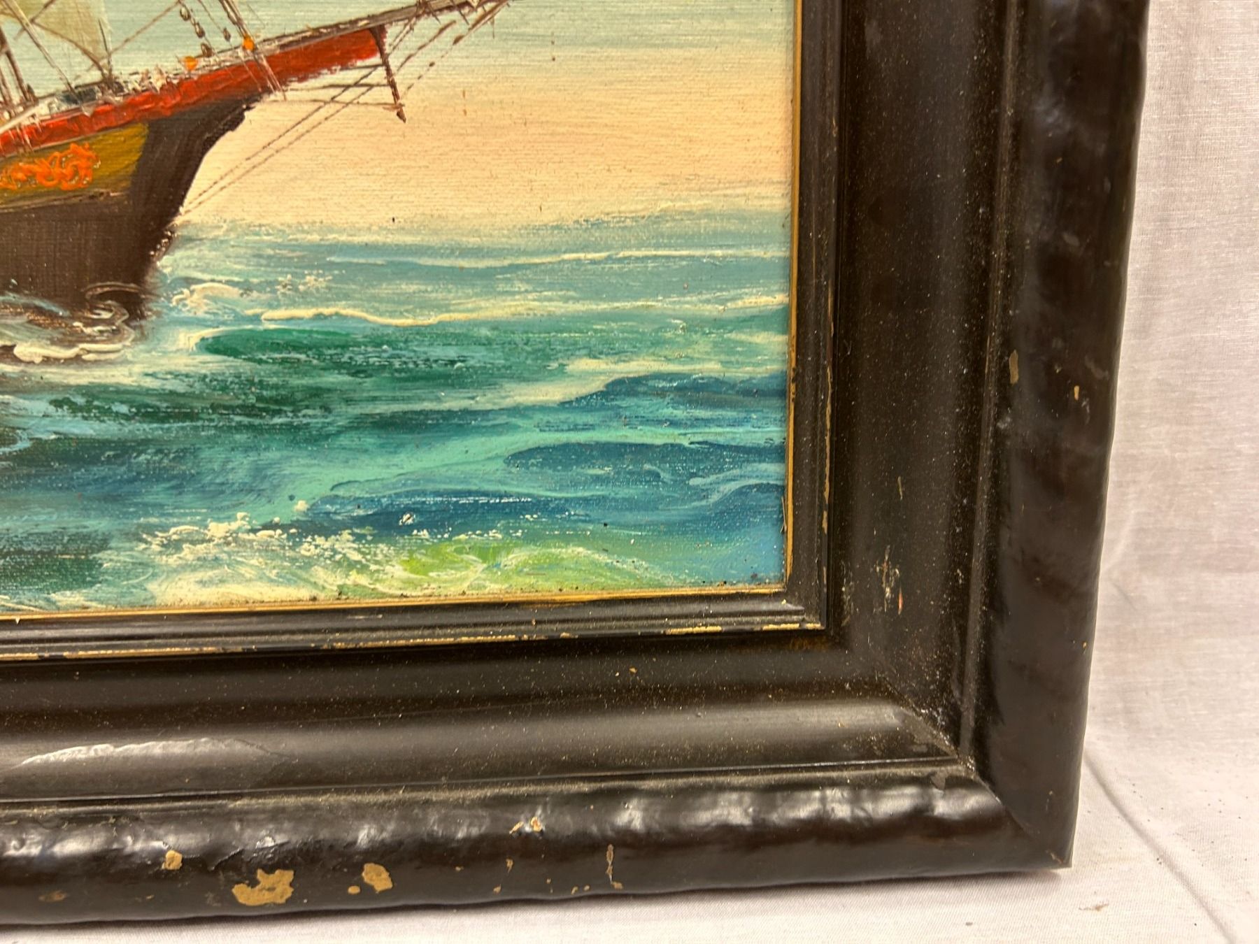 Dipinti: Ölbild, Segelschiff auf hoher See, ca. 1920. – Usato da Steinhausen venduto da Super05 8