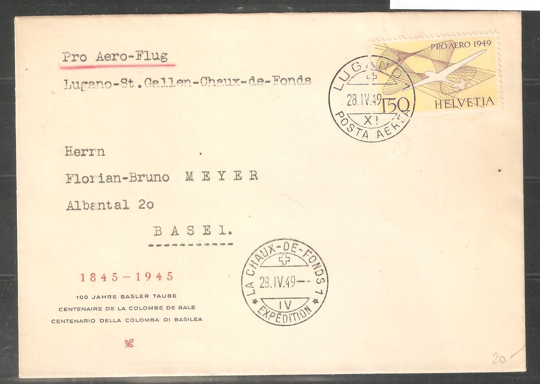 Alle Briefmarken: F45 Zweittag Brief mit AK-Stempel – Gebraucht aus Lausanne von Whorvath