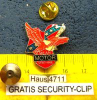 US-BIKER PIN " MEAN MOTOR MACHINE " GLASIERT GOLDIG SÜDSTAAT