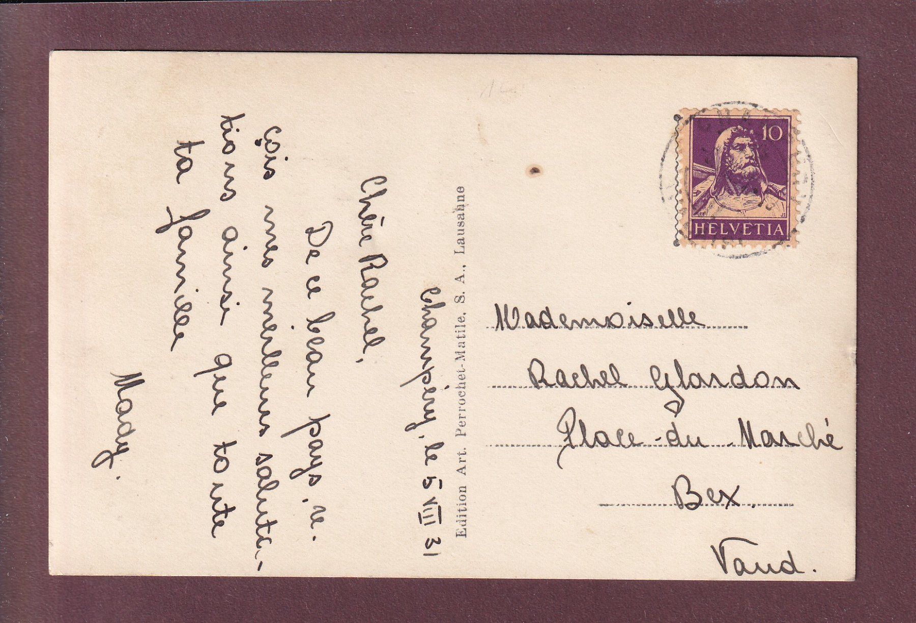 Cartoline postali: CHAMPERY - Les Hôtels - 1931 – Usato da Pully venduto da nicecards 1