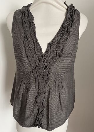 Rene Lezard Sommer top Bluse 38 M armloss Baumwolle polkadot