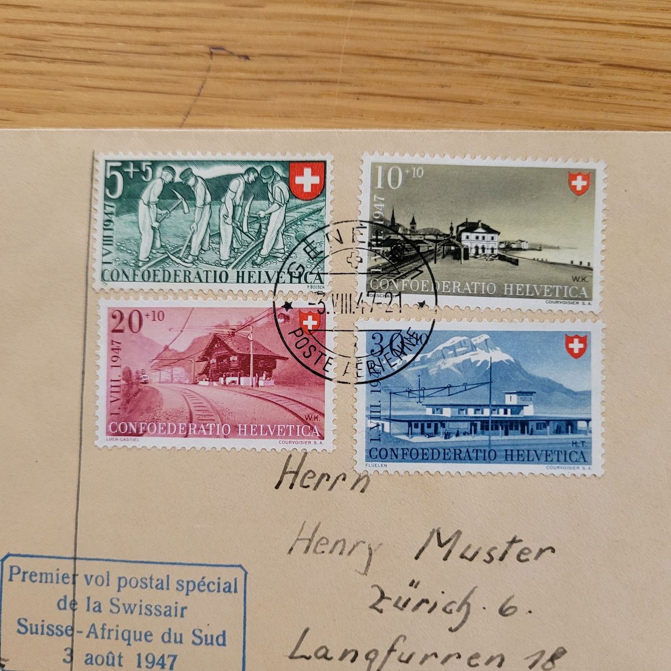 Tutti i francobolli: Luftpost Genève 1947 – Usato da Biel/Bienne venduto da Destockweb 1