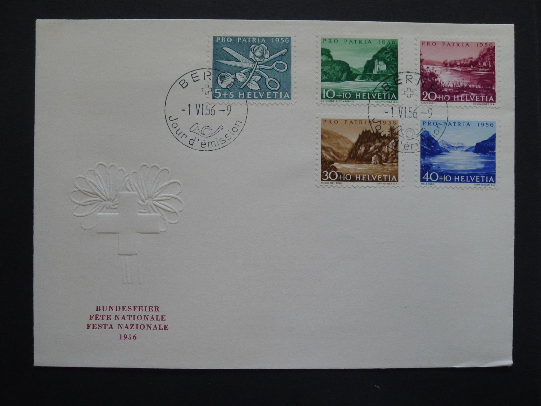Tutti i francobolli: 1956 FDC Nr. B76-B80 BERNE – Usato da Dagmersellen venduto da wyss1982