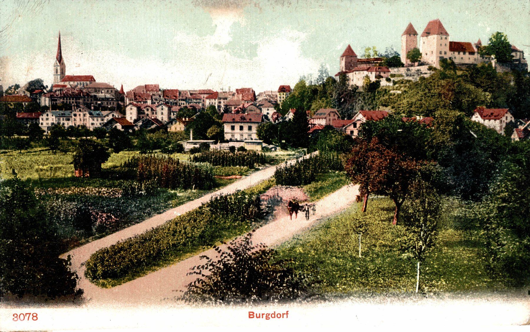 Ansichtskarten: Burgdorf. Stadtkirche und Schloss – Gebraucht aus Bronschhofen von Astore
