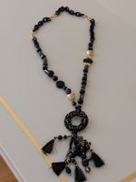 Elegante Statement Halskette, schwarz/gold -  Chic!  NEU