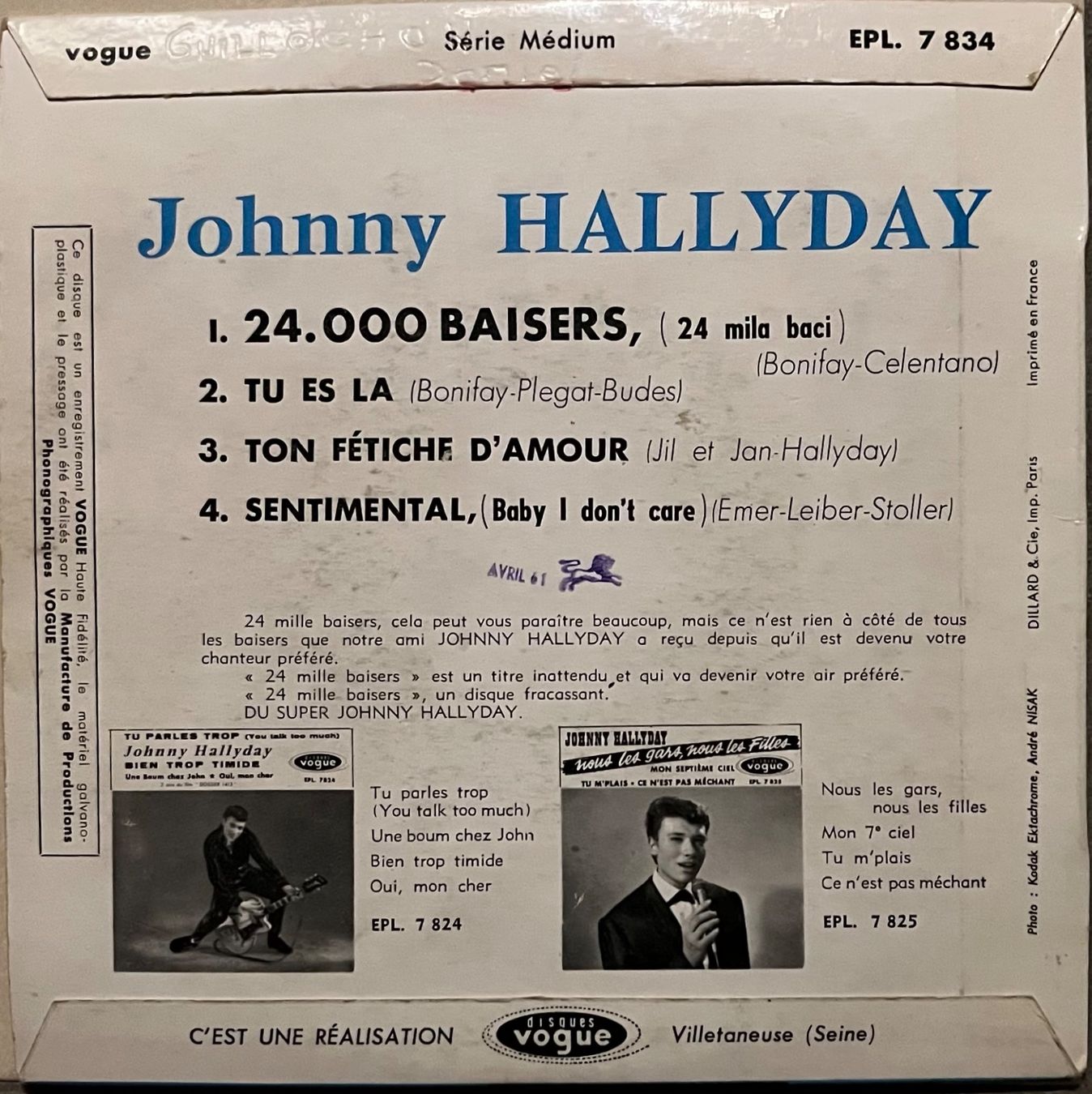 Schallplatten: JOHNNY HALLYDAY - 24.000 BAISERS – Gebraucht aus Bussigny von vinyl-pas-cher 1