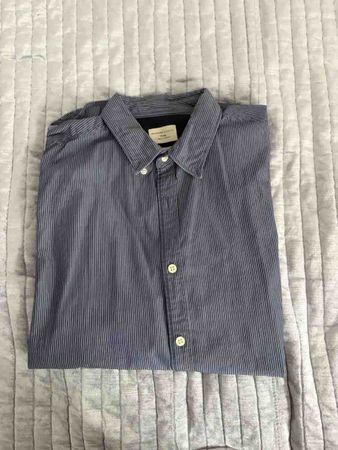 Chemise Homme Coton Rayée Bleu Taille XL État Neuf