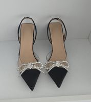Pumps schwarz mit Strasschleife Slingback Grösse 38 neu