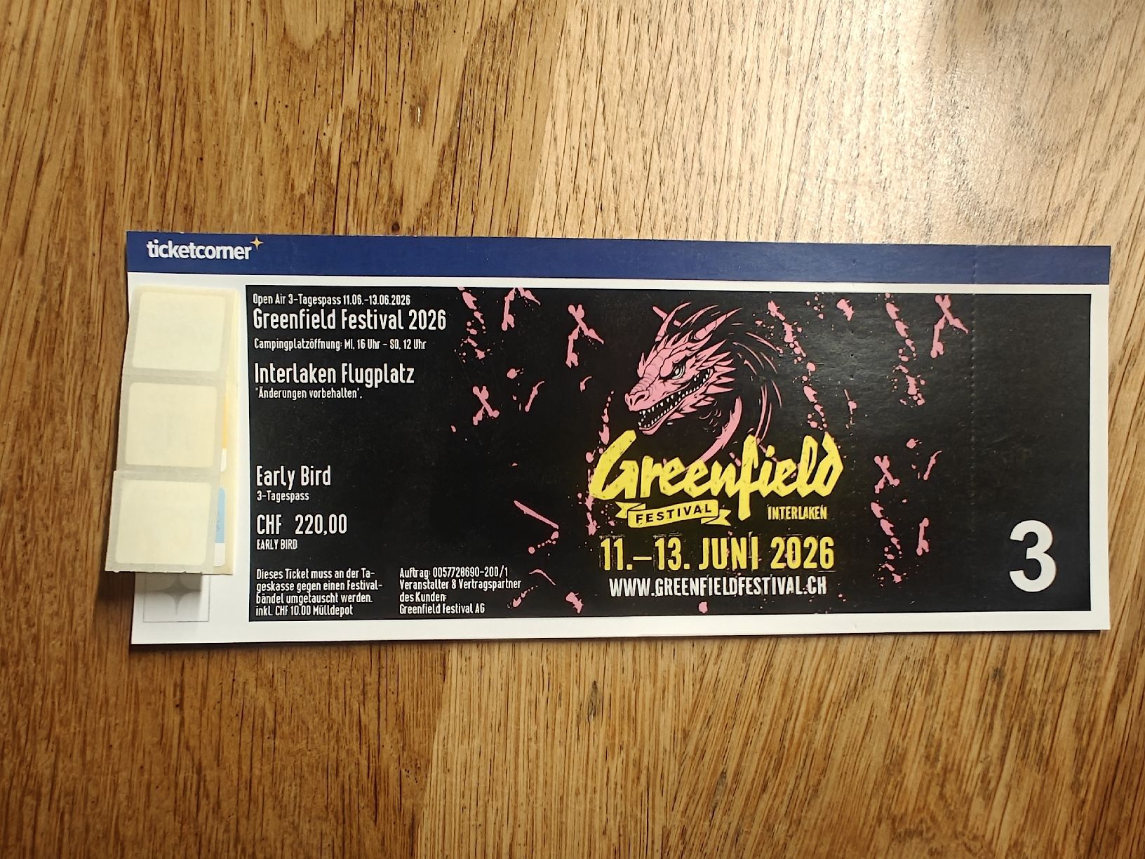 Biglietti: Greenfield Ticket 3-Tagespass – Nuovo (secondo la descrizione) da Kaltbrunn venduto da luk_79q6