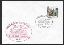 Eisenbahn Sonderbrief Basel-Waldshut 24.10.1981 125 Jahre