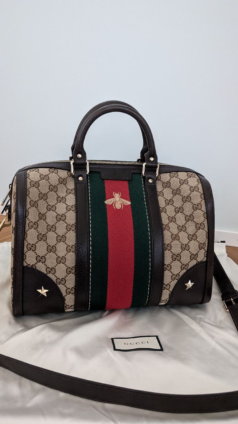 Gucci Borse da donna: Gucci Boston Bag Biene Vintage Web Medium GG – Nuovo (secondo la descrizione) da Merenschwand venduto da lorelei-05