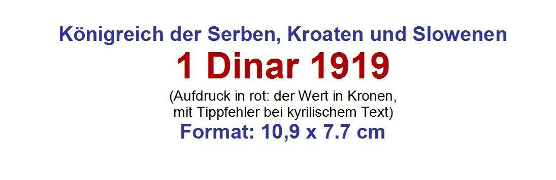 Banconote: 1 Dinar SHS 1919 Lot C – Usato da Flamatt venduto da samowarow 1