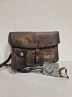 Leder Tasche mit Kompass, gebraucht