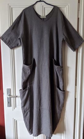 FLAXXX's: Longue robe en épais lin gris-mauve Lagenlook L-XL