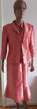 Neues elegantes 3-Teile-Set, Gr. 38, Korallfarben, festlich