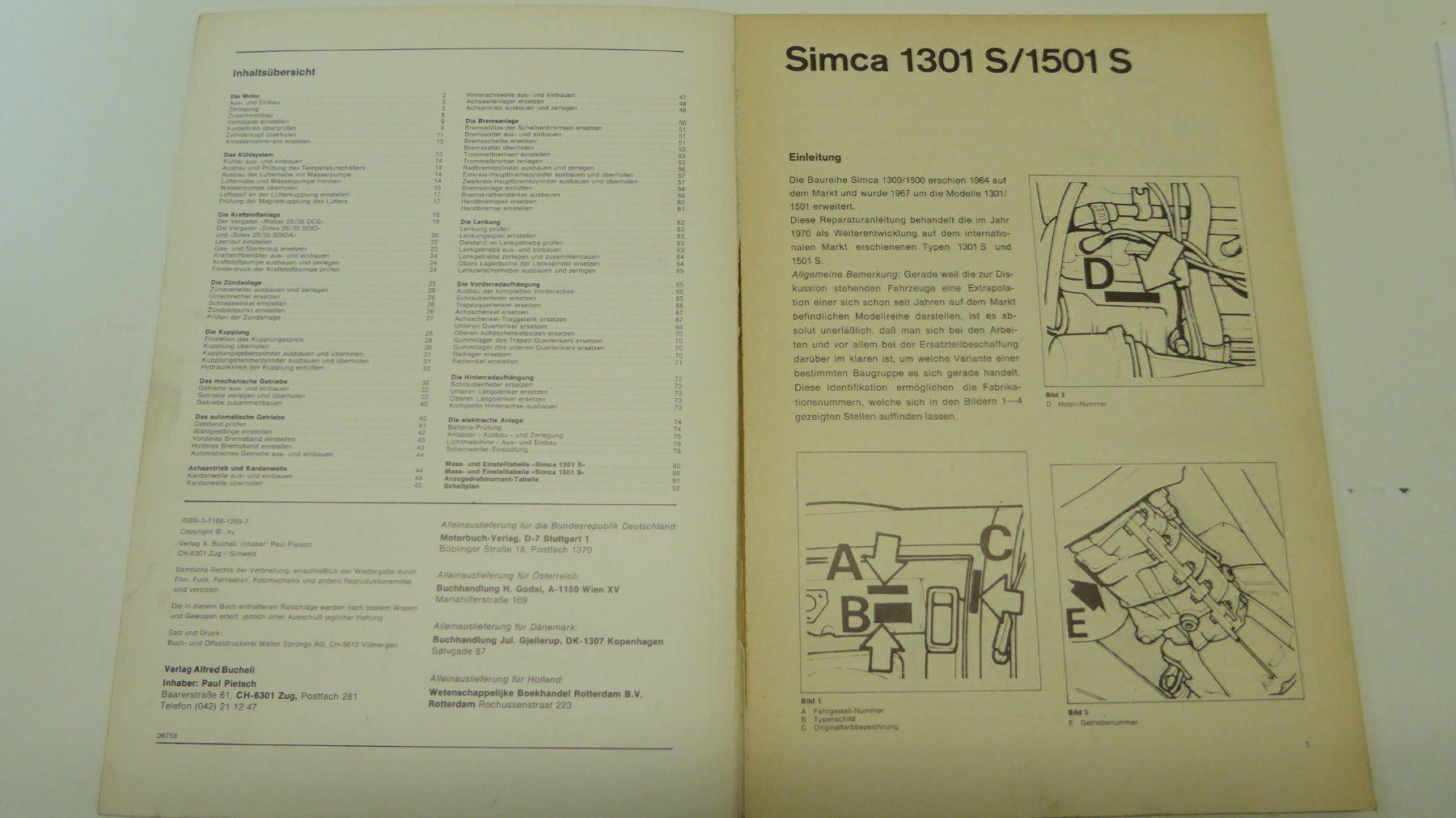 Libri: SIMCA 1.3 / 1.5S  BUCHELI REPARATURANL. – Usato da Blauen venduto da Sanhein 1
