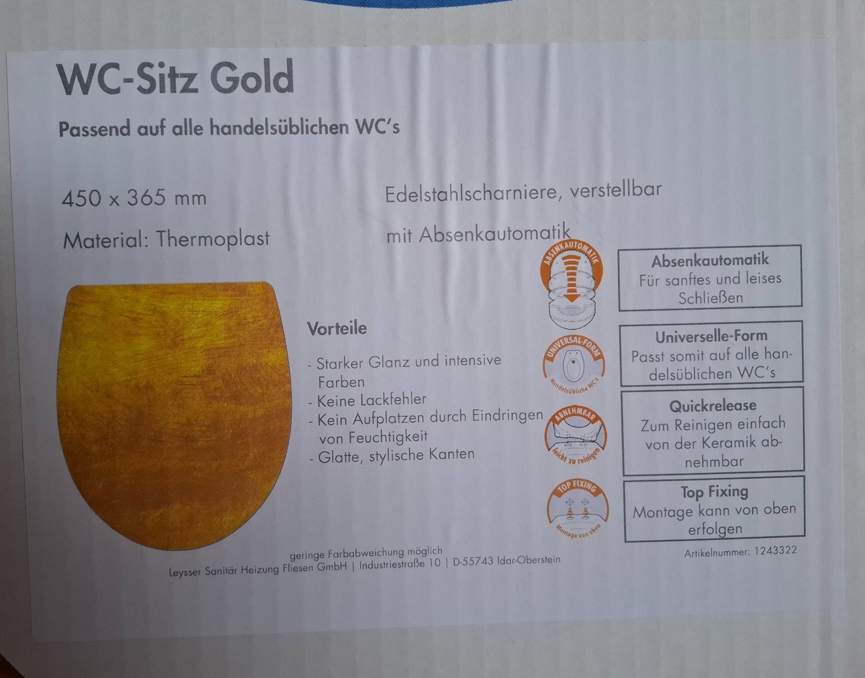 WC: WC Sitz (Gold) Neu – Nuovo (secondo la descrizione) da Oberurnen venduto da rotty80 1
