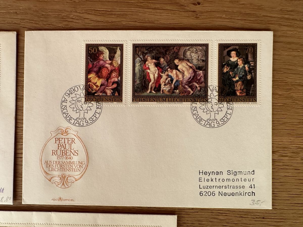Alle Briefmarken: Liechtenstein - 5x RUBENS FDC 1976 – Gebraucht aus Schmitten / FR von Samsara169 3