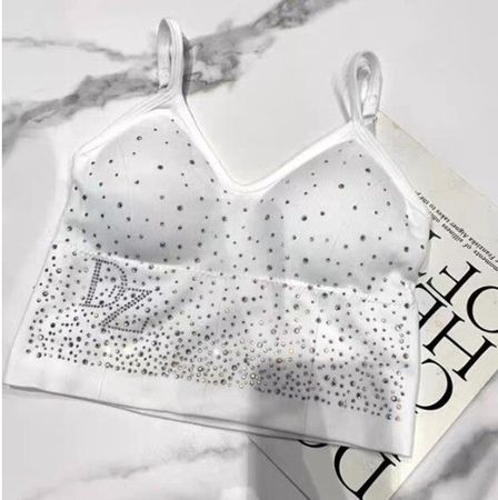 NEUER weisser Strass Bustier mit BH Pads Gr. XS/S - 222718