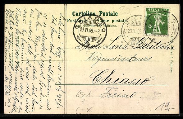 Cartoline postali: AK Lugano, Stazzione, Bahnhof, 1909 – Usato da Berlin venduto da bartko-reher 1