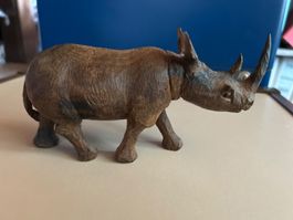 Holz Nashorn Figur handgeschnitzt guter Zustand
