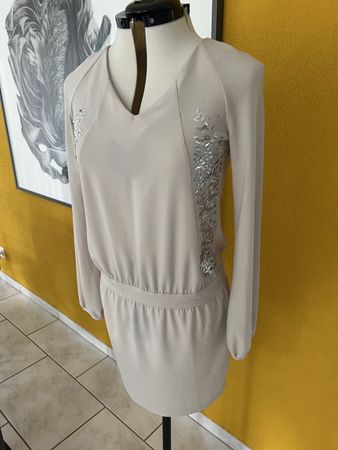 Patrizia Pepe Kleid, Gr. 40, beige, Pailletten , sehr klein