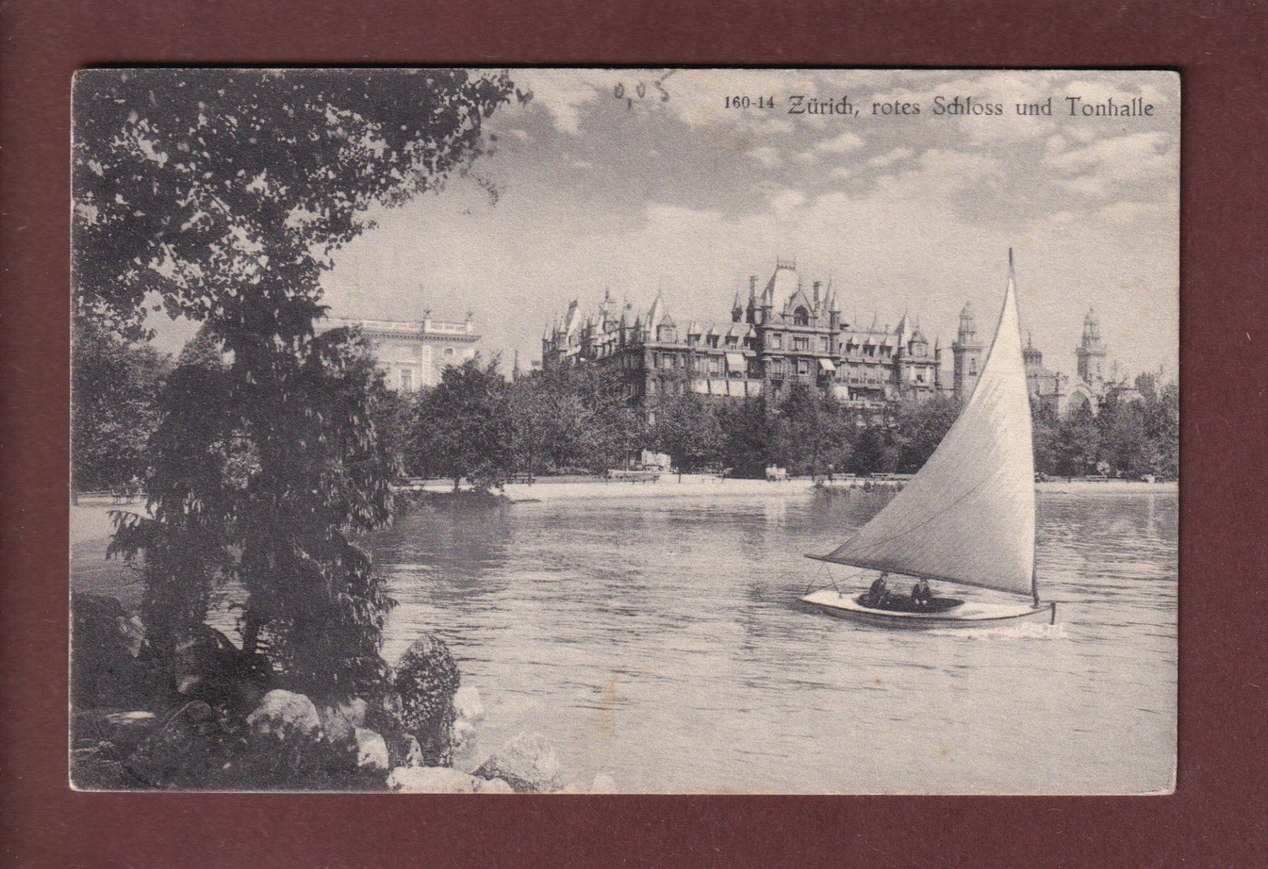Cartoline postali: ZÜRICH - Rotes Schloss - 1912 – Usato da Pully venduto da nicecards