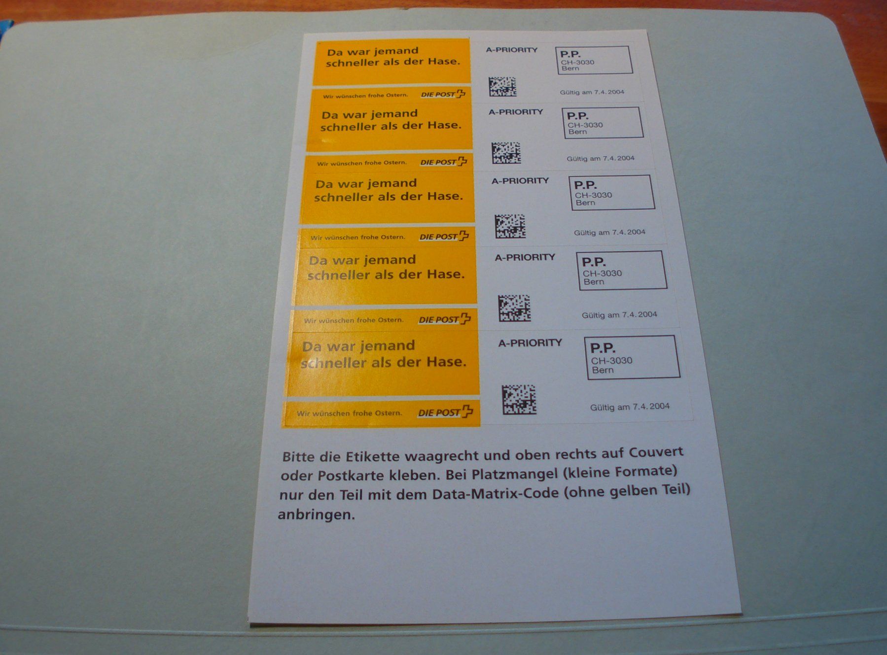 Tous les timbres: Bogen "Ostermarken" Schweiz 2004, ** – D'occasion à Niederwil AG par morostahu
