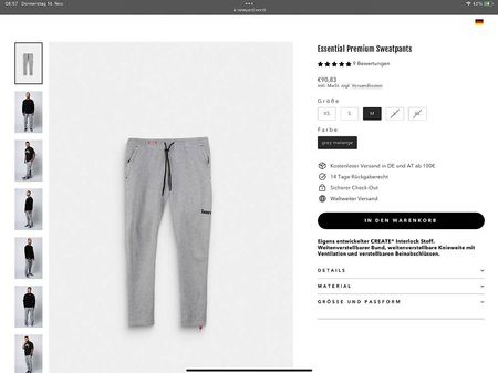 Nineyard Essential Premium Sweatpants, grösse M, Neuwertig