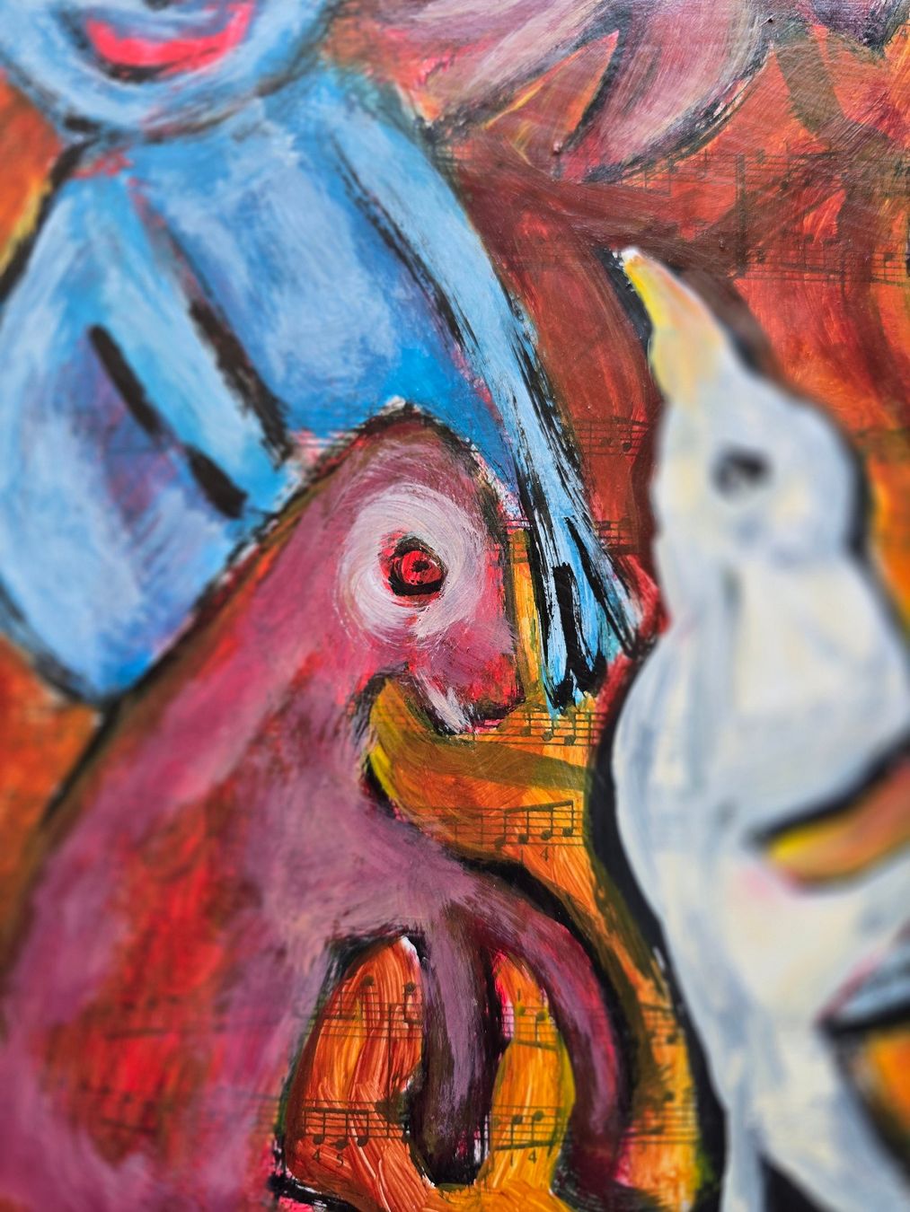 Dipinti: Peter Ammon, Basel, Acryl auf Papier, monogrammiert – Usato da Bern venduto da vintageartbern66 1