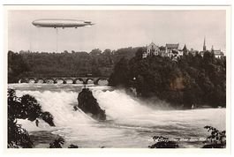Karte "Graf Zeppelin" über dem Rheinfall - gelaufen