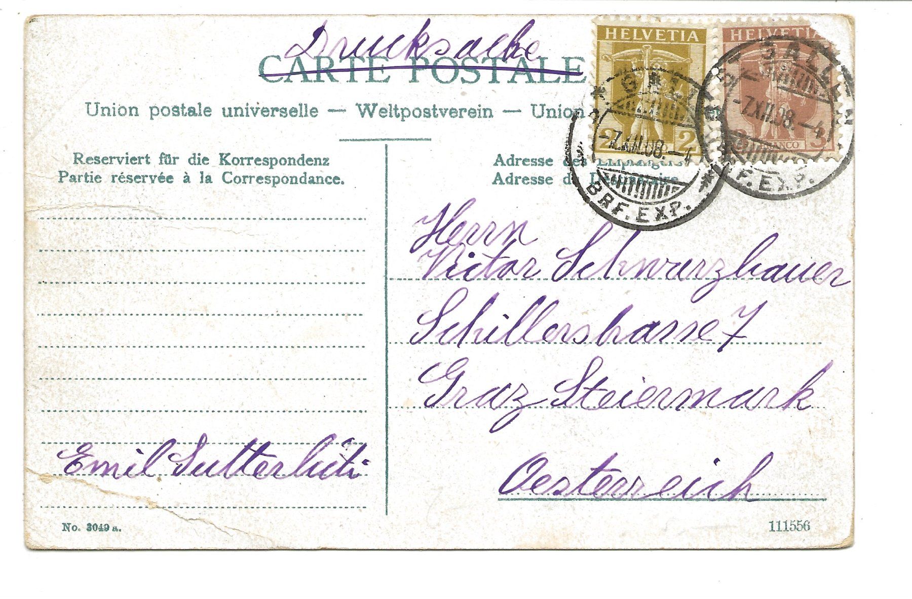 Cartes postales: St. Gallen - Stadt bei Leonhardsbrücke - Scheffelstein 1908 – D'occasion à Engelburg par Cartophil 1
