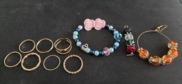 Lot Bagues, Bracelet, Boucle d'oreilles fantaisie dorées ☆☆☆