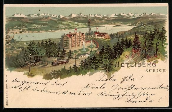Ansichtskarten: Litho Uetliberg, Restaurant mit Bergpano – Gebraucht aus Berlin von bartko-reher
