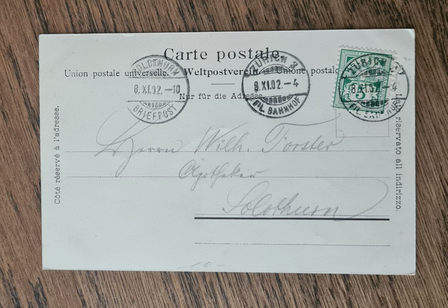 Ansichtskarten: Zürich mit Postgebäude und Stadthaus 1902 – Gebraucht aus Ebikon von Donar50 2