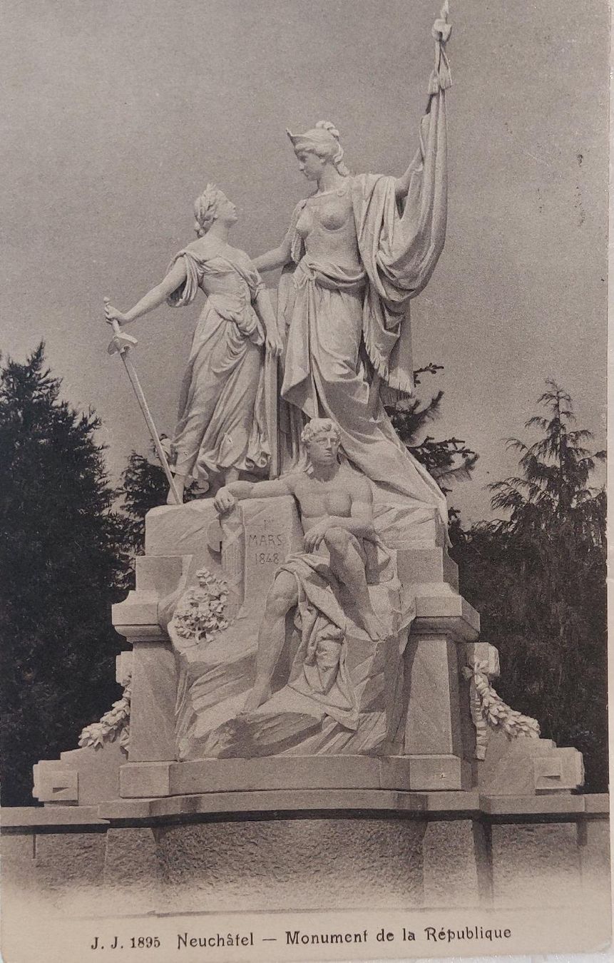 Cartoline postali: NEUCHÂTEL - Monument de la République - 1909 – Usato da Delémont venduto da Domdom1