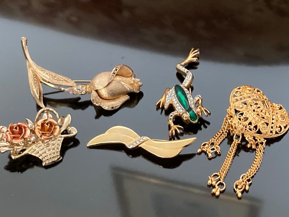 Lot De Broches Vintage - Plaqué Or Jaune - Occasion - Pour Collection Ou Customisation