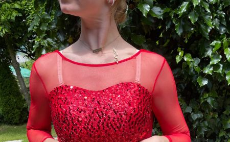 Semitrasparente Paillettes Top con maniche lunghe