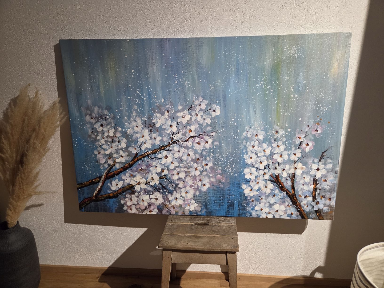 Gemälde: Gemälde Blumen abstrakt blau Grösse 120x80cm  – Gebraucht aus Uezwil von Jillenzio