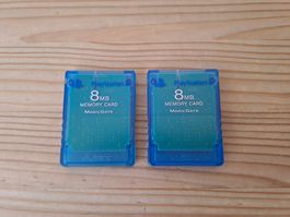 2 x Original Sony PS2 Memory Card 8MB Speicherkarte BLAU Set
