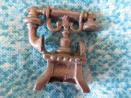 Puppenstuben Telefon, wie um 1900, Zinn, Setzkasten